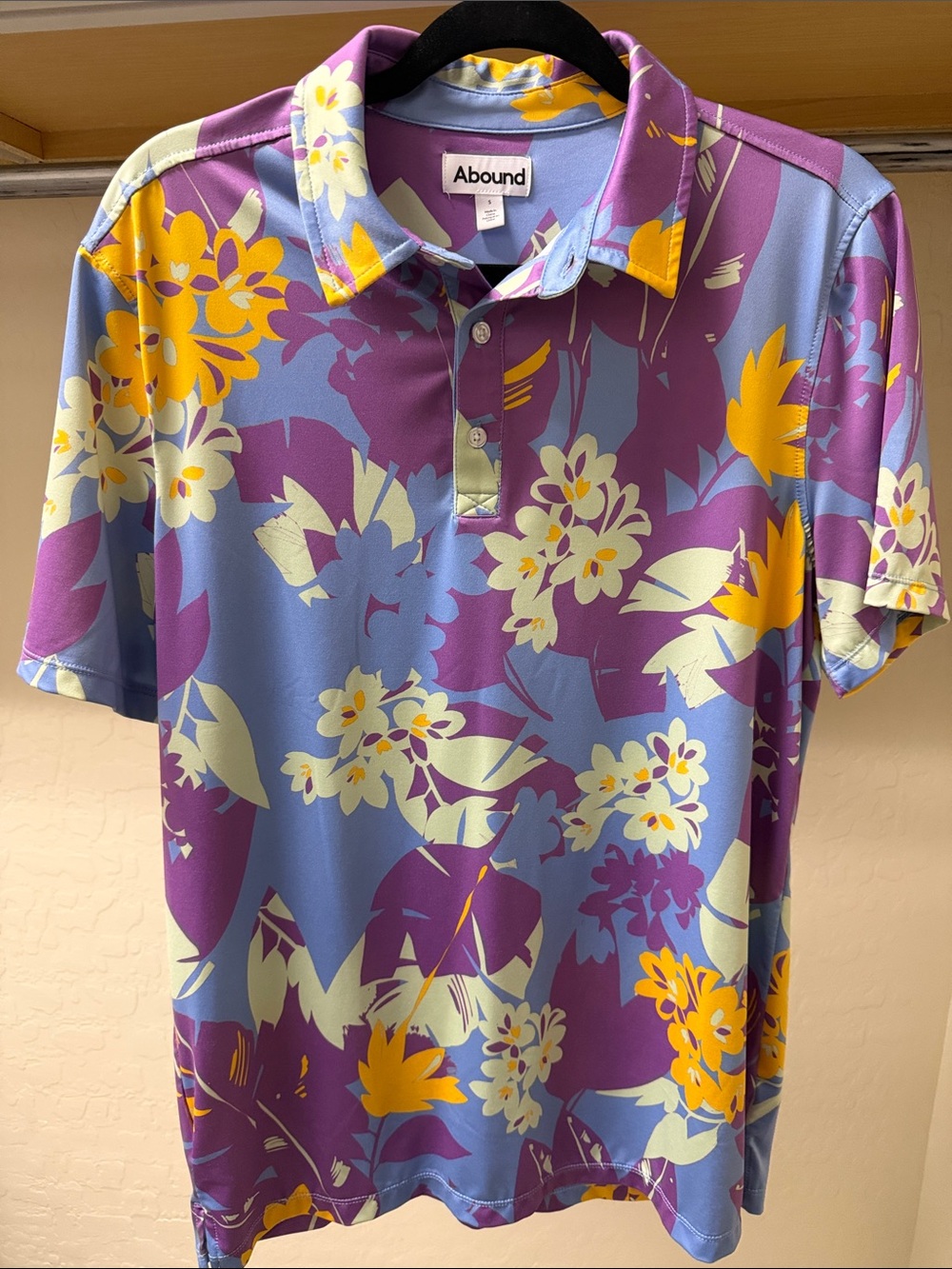 Abound Purple and Yellow Floral Men’s Polo size S